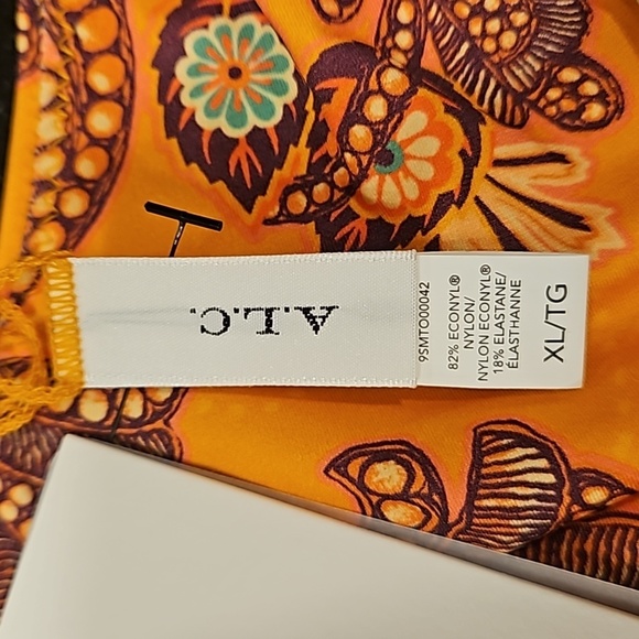 💕A.L.C.💕 Cleo Scoop Bikini Top ~ Orange Multi-Color Paisley Print XL NWT - Picture 8 of 10